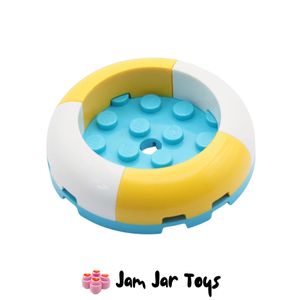 LEGO® Small Paddling Pool 6 x 6 Studs, Aqua Base, Yellow / White Sides. A556