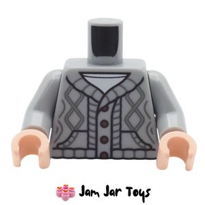 LEGO Torso – Dark Bluish Grey Knitted Sweater with Buttons