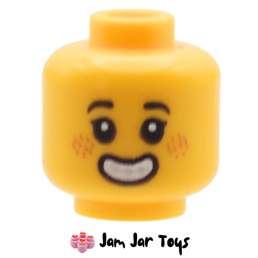 LEGO Minifigure Head – Yellow Drea Brickle, Braces