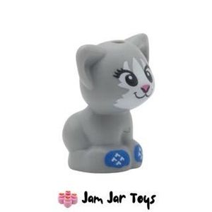LEGO Cat – Grey Kitten with White Face & Blue Socks