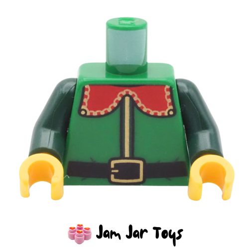 LEGO Green Elf Costume Torso – Red Collar & Belt