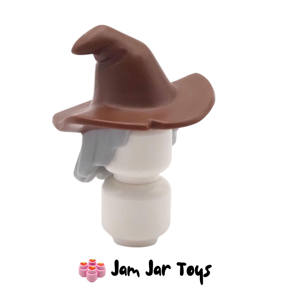 LEGO Witch Hat – Reddish Brown with Light Bluish Grey Hair