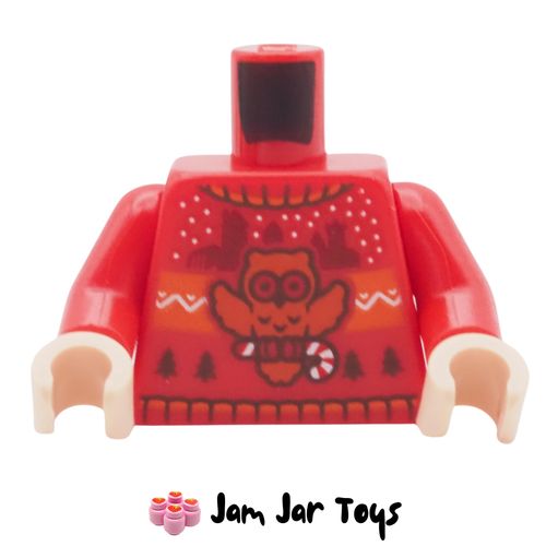 LEGO Red Christmas Sweater Torso, Medium Nougat Owl