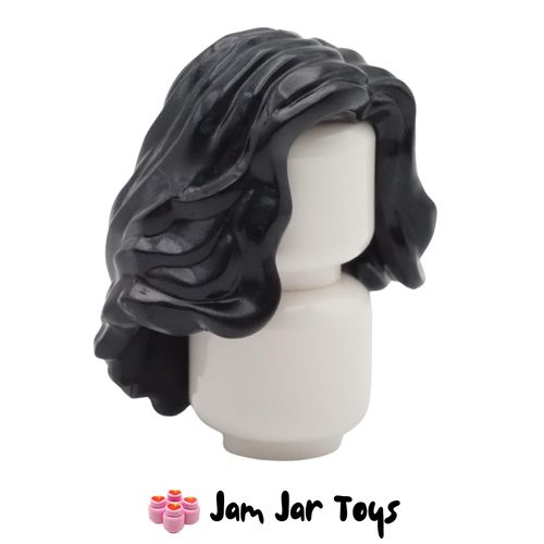 LEGO Black Mid-Length Wavy Hair, Side Parting