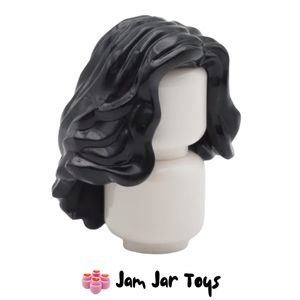 LEGO Black Mid-Length Wavy Hair, Side Parting