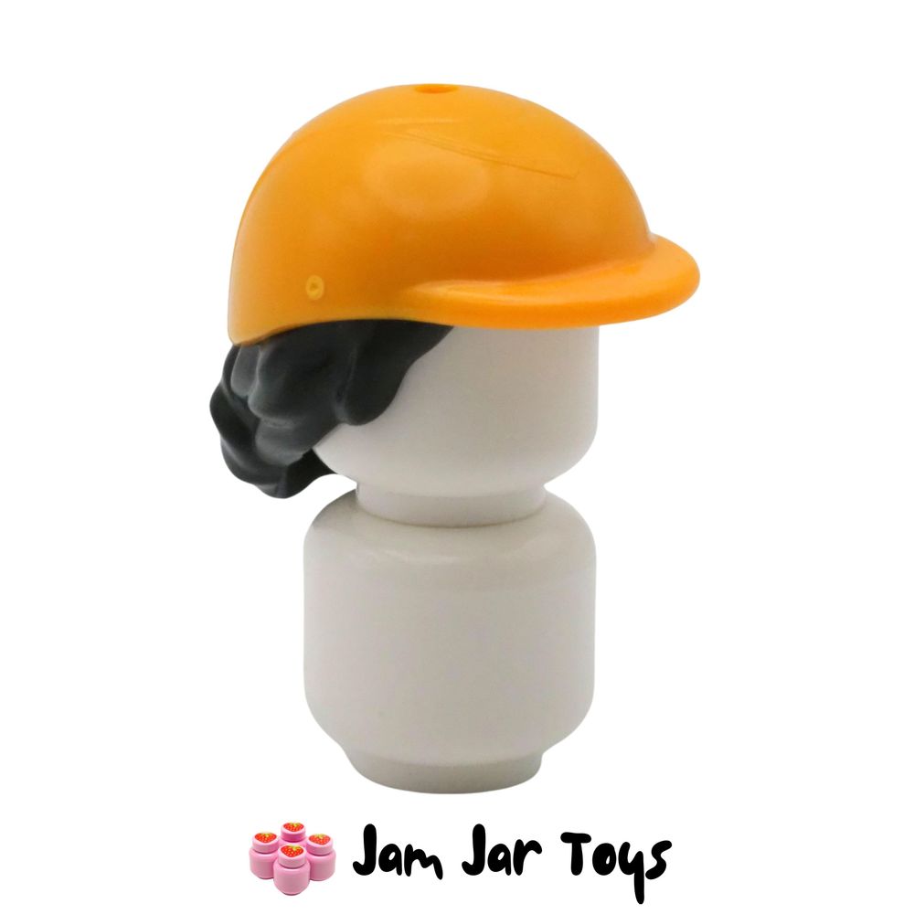 LEGO Bright Light Orange Riding Helmet Short Dark Brow