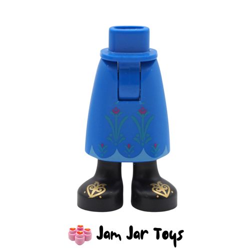 LEGO Blue Minidoll Skirt, Ankles Flowers, Black Shoe