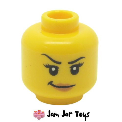 LEGO Head Raised Eyebrow, Eyelashes, Peach Lips, Smirk