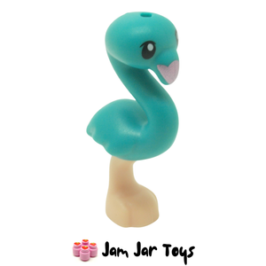 LEGO® Flamingo Dark Turquoise / Dark Bluish Green with Light Nougat Leg, Black Eye and Lavender Beak P44