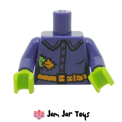 LEGO Witch Torso Shirt, Tattered Lime and Orange Patches,Front View