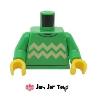 LEGO® Bright Green Sweater Light Yellow Zigzag Stripes T62