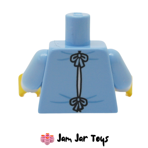 LEGO Bright Light Blue Shirt, White Neck, Hospital Gown Rear View
