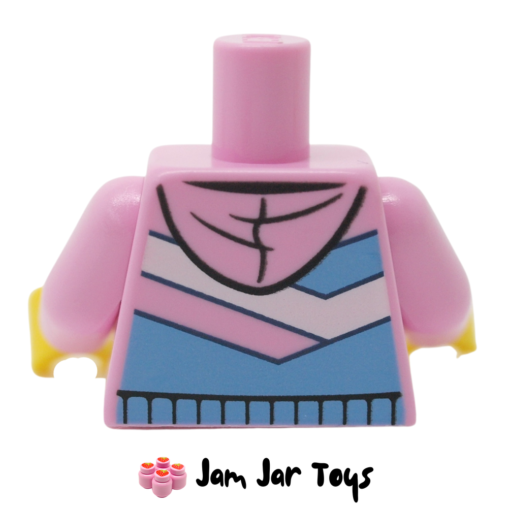 LEGO Bright Pink Hoodie With Blue and White Angular Stripes Rear View