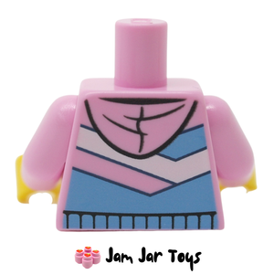 LEGO Bright Pink Hoodie With Blue and White Angular Stripes Rear View