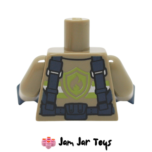 LEGO Dark Tan Jacket Torso, Firefighter Harness, Utility Belt Rear View