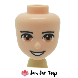 LEGO® Friends Oliver / Ethan / Nate Minidoll Head Light Nougat with Light Brown Eyes, Open Smile MDH37