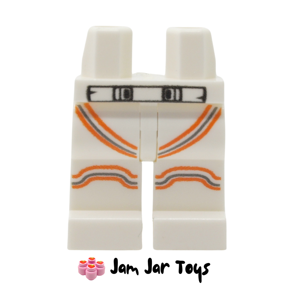 LEGO White Space Suit Legs Dark Orange/Medium Blue Lines