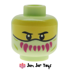 LEGO® Yellowish Green Head, Yellow Face, Facemask Magenta Fanged Teeth FH144