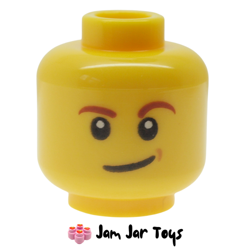 LEGO Head With Eyebrows, Open Mouth Smile Showing Teeth