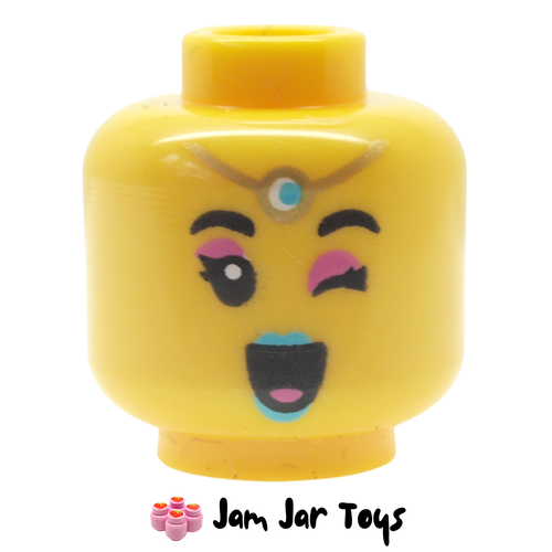 LEGO Chang'e Head, Gold Headdress, Dark Turquoise Jewel and Lips Open Mouth