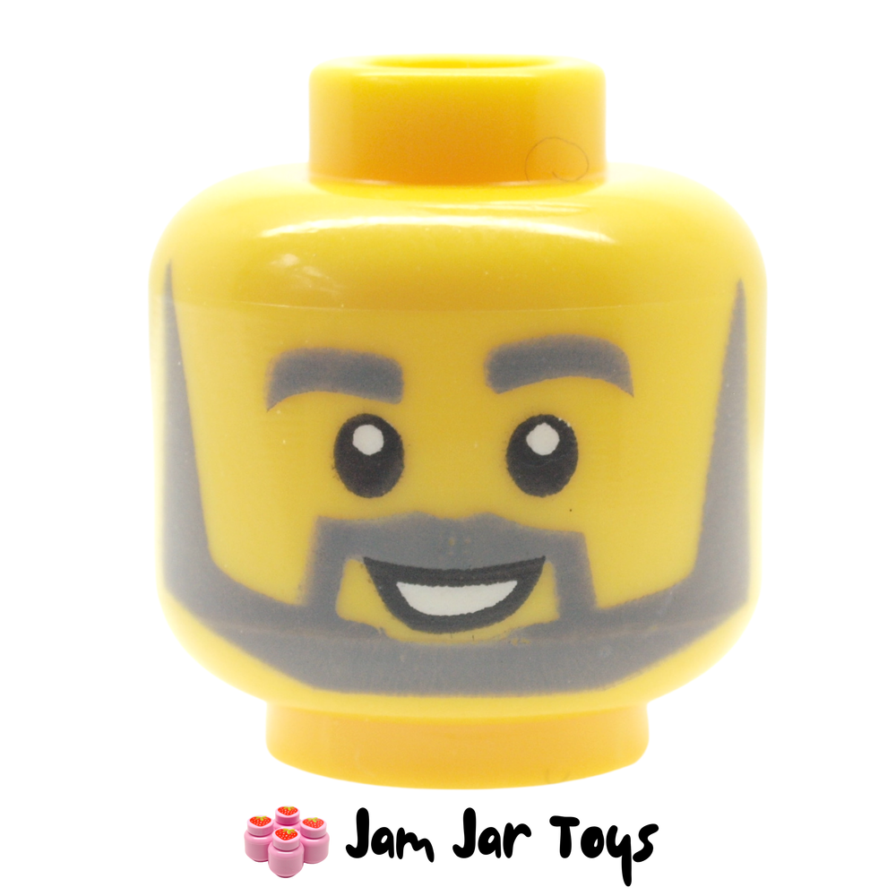 LEGO Minifigure Head, Grey Beard, Moustache and Eyebrows