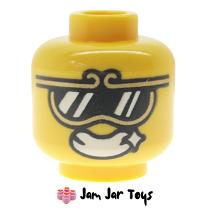LEGO® Monkie Kid Head Sunglasses With Gold Frames and Smile with Star / Smirk and Eyebrows FH191