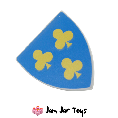 LEGO Blue Triangular Shield, 3 Yellow Trefoils