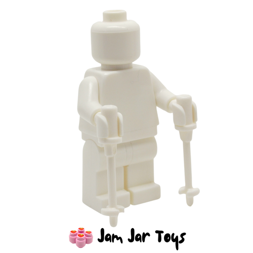 LEGO 2 x White Ski Poles with Handle, Stop Ring and Side Stops.