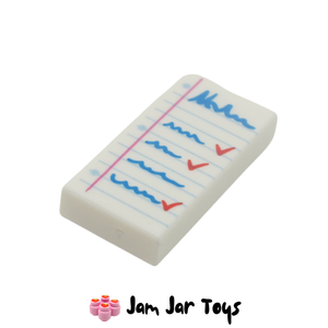 LEGO® White To Do / Checklist, Medium Blue Writing. 1 x 2 Tile PT13