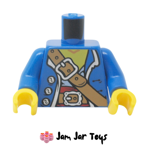 LEGO Pirate Captain Torso, Jacket, White and Red Undershirt, Shoulder Strap with Buckle