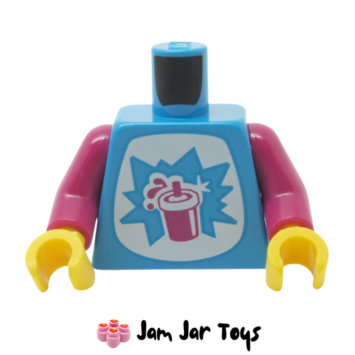 LEGO Dark Azure Torso, Magenta Cup, Straw, Explosion