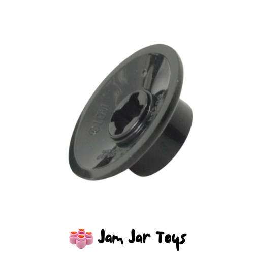 LEGO Black Train Wheel Small, hole notched for wheel pin