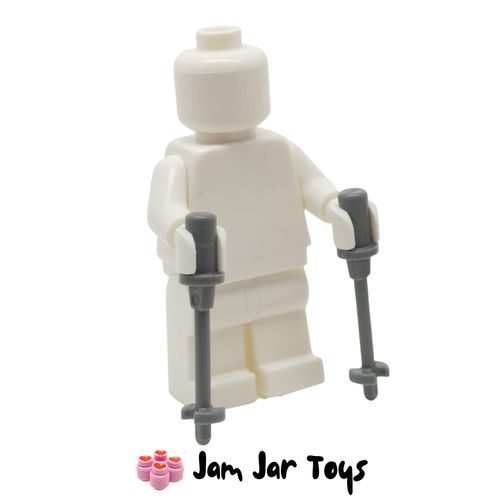 LEGO 2 x Dark Bluish Grey Ski Poles with Handle, Stop Ring and Side Stops
