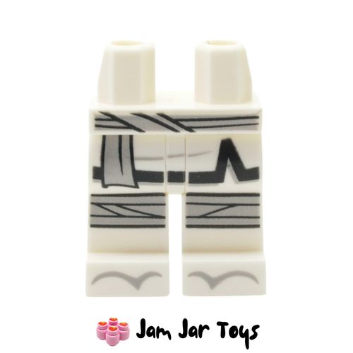 LEGO White Legs with Light Bluish Grey Sash, Knee Bands, Black Trim