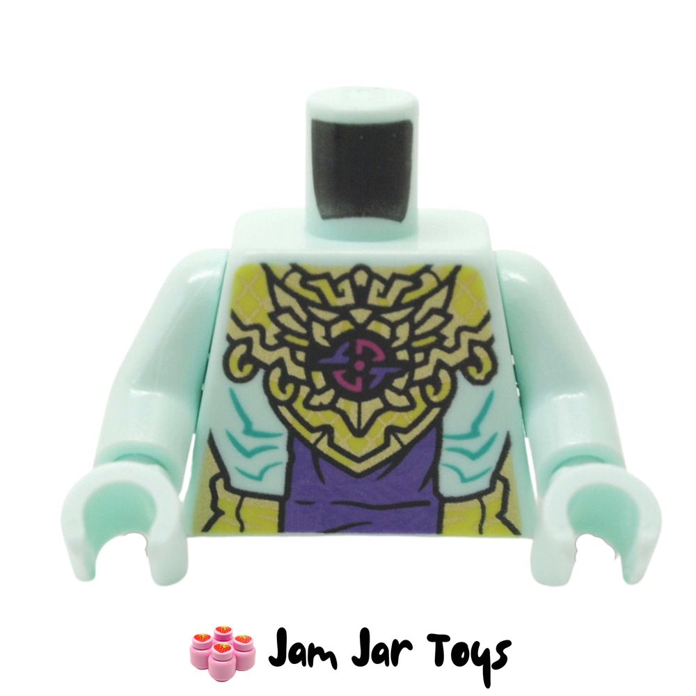 LEGO Light Aqua Torso, Gold Chains/Necklace, Yellow Belt, Dark Purple/Magenta Decorations