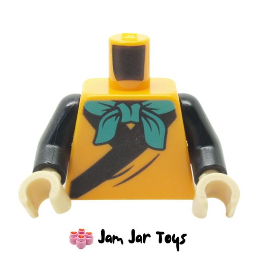 LEGO Bright Light Orange Robe Torso with Black Trim, Dark Turquoise Neckerchief.