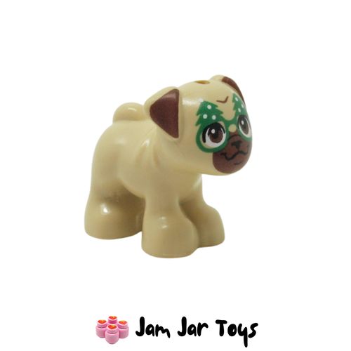 LEGO Dog, Pug, Reddish Brown Eyes, Face and Ears, Christmas Tree Glasses Dango