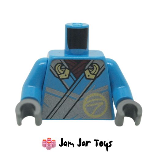 LEGO Dark Azure Robe, Dark Bluish Grey Trim, Gold Decorations, Dark Red Scarf