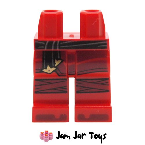 LEGO Red Legs, Black Belt, Dark Red Knee Caps.