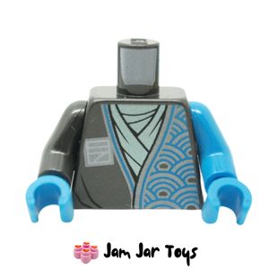 LEGO® Nya EVO, Pearl Titanium Torso, Odd Arms, Robe, White Symbol, Medium Azure Shirt. TO137