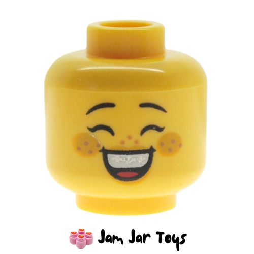 LEGO Groom Dual Sided Head, Eyelashes, Bright Light Orange Cheeks, Freckles, Open Mouth Smile HF40