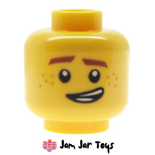 LEGO Jay, Reddish Brown Eyebrows and Freckles, Lopsided Grin