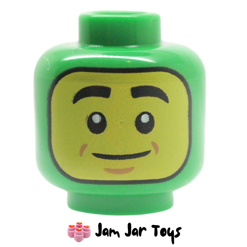 LEGO Bright Green Head, Yellow Face, Smile