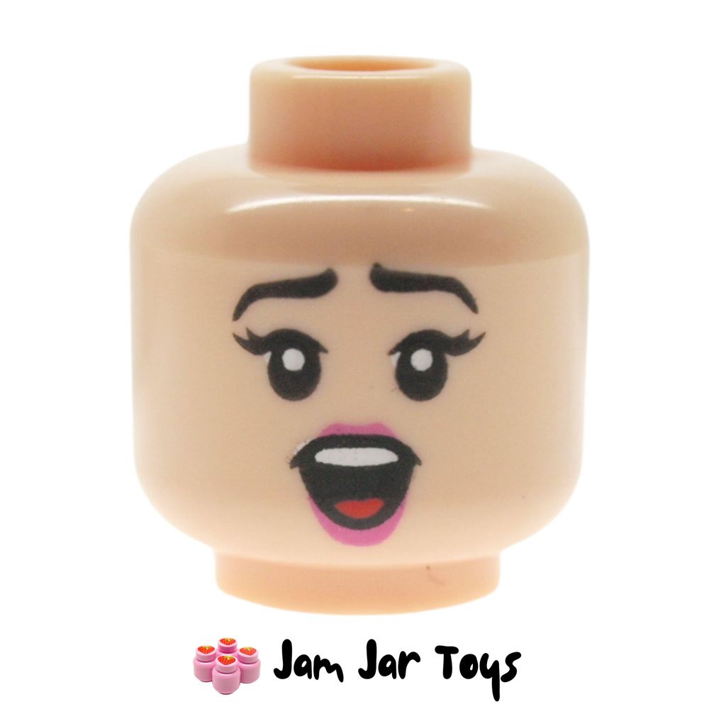 LEGO Janice Head, Magenta Lips, Open Mouth, Open Eyes