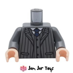 LEGO® Dark Bluish Grey Striped Suit Jacket, White Shirt, Tie, TO182