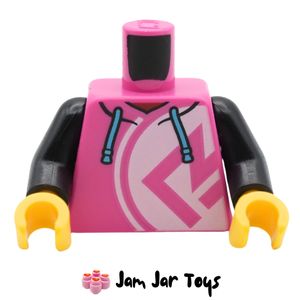 LEGO® Dark Pink Hoody, Pink Symbol / White Circle, Medium Azure Laces. TO191