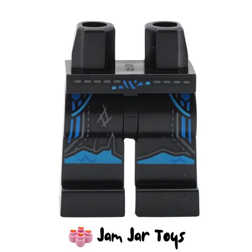 LEGO Black Legs with Blue Tied Belt, Grey Stitching, Azure Knees