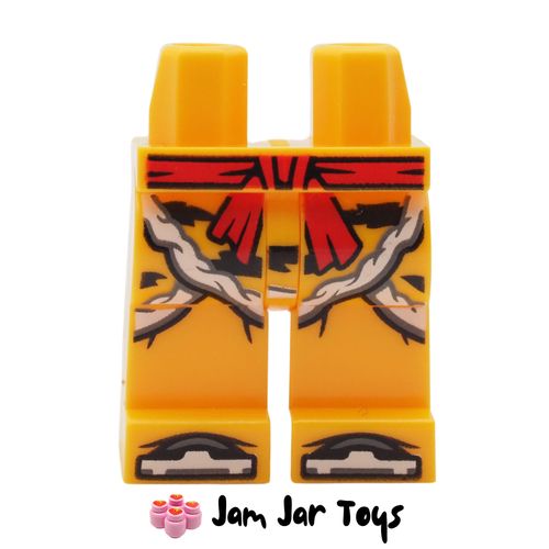 LEGO Bright Light Orange Legs with Red Sash, Black Animal Stripes.
