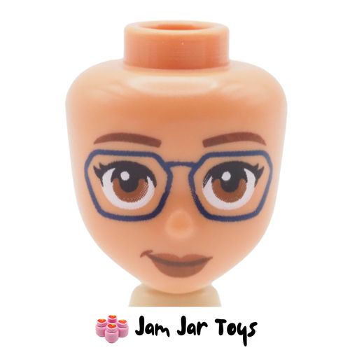LEGO Olivia Nougat Head, Reddish Brown Eyebrows, Dark Blue Glasses