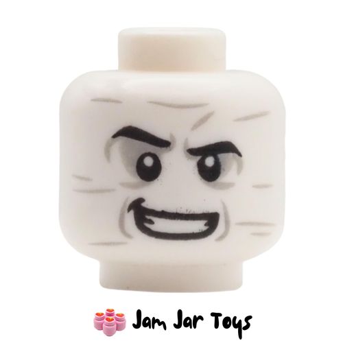 LEGO White Metamorpho Head, Face Lines, Grin, Eye-shadow